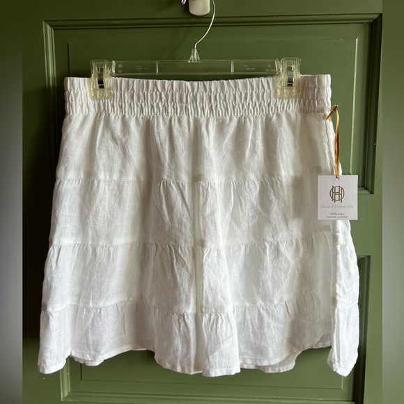 House of Harlow 1960 Cream Linen Tiered Skirt Skort - Picture 4 of 7